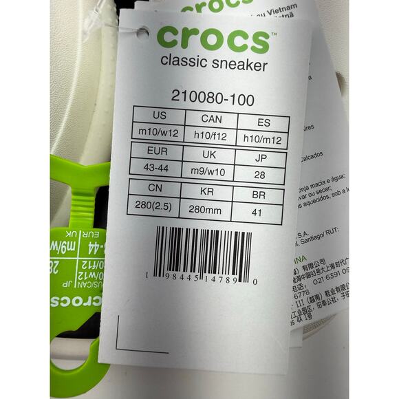 Crocs Classic Sneaker Mens Size 10 White Slip On Shoes Fishing Beach‎ 210080-100 main image 7